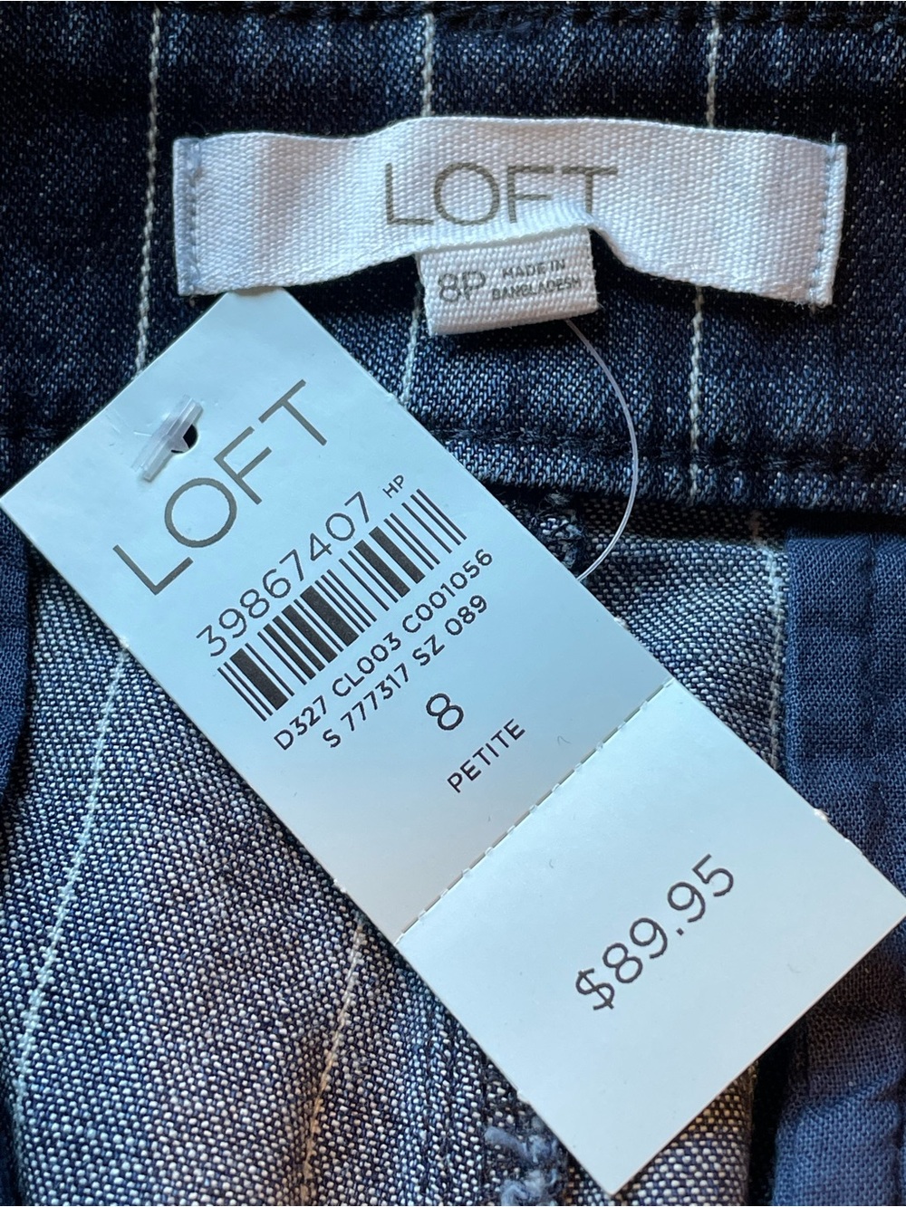 LOFT Palmer Wide Leg Jeans | Blue/White Pinstripe - Picture 6 of 12
